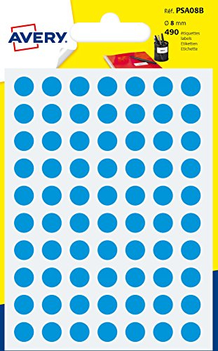 Avery psa08b Schutzhülle de 490 Pastilles Durchmesser 8 mm A6 blau