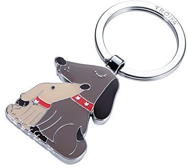 TROIKA DOG & DOGGY – KR18-05/BR – Schlüsselanhänger Hund, Welpe – der beste Freund des Menschen – Metallguss/Emaille– glänzend – verchromt – beige, braun – TROIKA-Original
