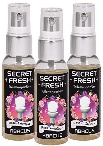 ABACUS® Secret Fresh Toilettenparfüm Rose-Lilafleur, Toiletten Parfüm – verhindert Gerüche & schützt vor peinlichen Situationen – Toiletten Parfum, Secret Fresh Toilettenparfüm 3x 50 ml (7400)