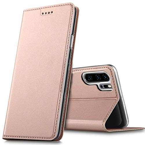 Verco Handyhülle kompatibel mit P30 Pro, Premium Handy Flip Cover für Huawei P30 Pro Hülle [integr. Magnet] Case Tasche, Rosegold