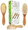 3 Piece Baby Hair Brush and Comb Set for Newborn - Natural Wooden Hairbrush with Soft Goat Bristles for Cradle Cap - Perfect Scalp Grooming Product for Infant, Toddler, Kids - Baby