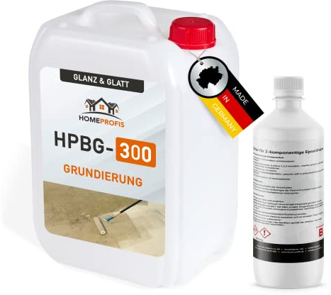Home Profis® HPBG-300 2K Epoxidharz Tiefgrund für Bodenbeschichtung & Steinteppich | Grundierung für Innen & Außen | 100% Wasserdichter Primer | Beton Estrich Keller Garage Balkon Terrasse | Bis 35m²