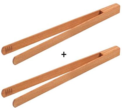 Gravidus 2er Set Kirschholz Grillzange 30 cm - Robuste Küchenzange für Grill & Küche