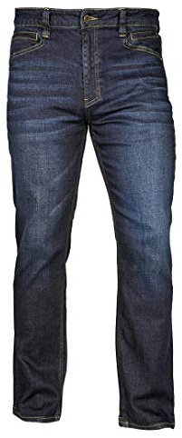 LA Police Gear Herren Terrain Flex Taktische Jeans, Bequeme Stretch Denim Jeans für Herren, EDC Stretch Bund Jeans, Straight Fit/Medium Wash, 36W / 30L