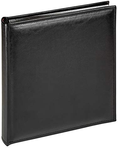 walther design Fotoalbum schwarz 26 x 25 cm Kunstleder mit umlaufende Steppnaht, Deluxe FA-183-B