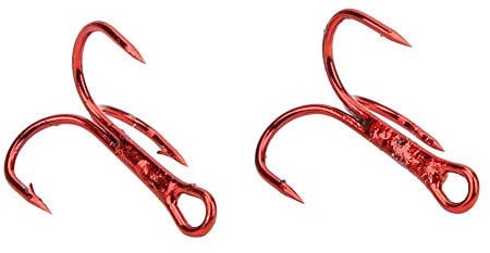 100PCS Fishing Treble Hooks Round Bend Barbed Treble Hook Strong High Carbon Steel Fish Hooks for Baits Pike Lures(10#)