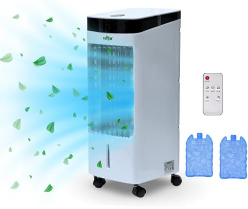 Portable Air Cooler - 4L Water Tank with 2 Ice Packs - High Cooling Efficiency, 180° Oscillation-3 Speed