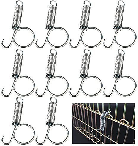 Gabbia a molla con gancio a molla in metallo per fissare conigli, cani, gatti, pappagalli, porcellini d'India, coniglio, gabbia per animali domestici (10 pezzi)