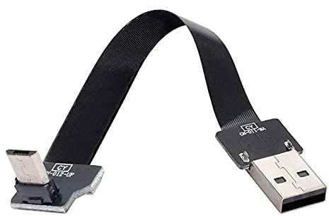 Cablecc Abgewinkelter USB 2.0 Typ-A-Stecker auf Micro-USB 5-poliger Stecker, Datenkabel, flach, flach, FPC-Kabel für FPV & Disk & Telefon, 50 cm