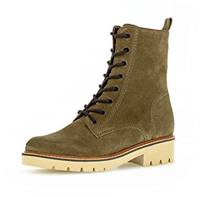 Gabor Damen Schnürstiefeletten, Frauen Schnürboots,Wechselfußbett,Moderate Mehrweite (G),halbstiefel,kurzstiefel,oliv (Micro),38.5 EU / 5.5 UK