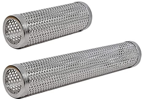 2 Stück Kaltrauchgenerator Für Räucherofen 6''+12''，Räucherbox Edelstahl Rostfrei，Pellets Rauchrohr Räucherröhre Für Kaltes/heißes Räuchern，BBQ Pellet Smoker Funktioniert mit Jedem Grill (Runden)