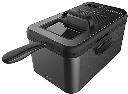 Cecotec Freidora de Aceite de 3,2 Litros Cleanfry Luxury 3000 Dark. 2400 W, Acero Inoxidable tintado en Negro, 5 Programas Preestablecidos, Filtro OilClean