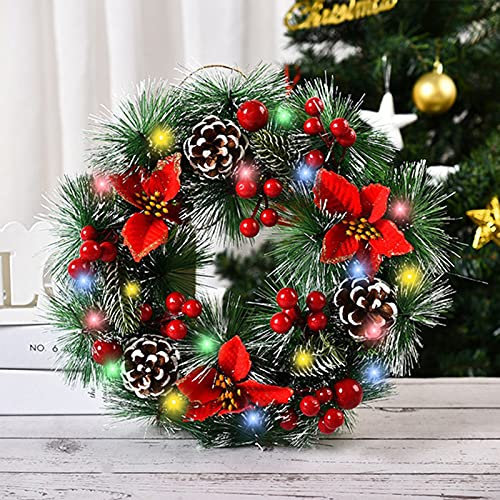 Weihnachtskranz TüR AußEn, Weihnachtskranz TüRkranz Mit Beleuchtung, KüNstliche WeihnachtskräNze Batteriebetrieben, FüR HaustüR Wand Baum Dekoration Weihnachtsfeier Einkaufszentren Schaufenster (A)