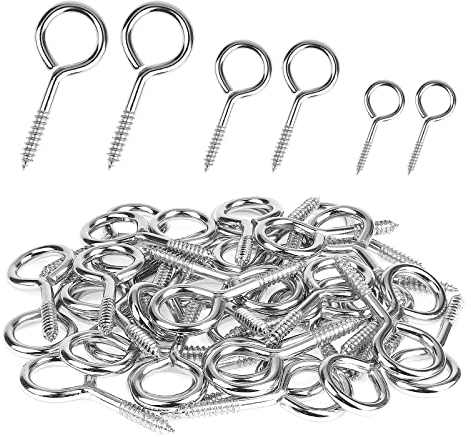 MOGADEE® Ösenschraube Edelstahl, Ringschraube, Haken Zum Schraubhaken, Schraubösen mit Holzgewinde, Ösenhaken um eine Wäscheleine zu Spannen Weihnachtsgirlande(M3-40mm x 10, M4-50mm x 10,M5-65mm x 10)