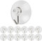 12 x Crochets à ventouses, Diamètre Ø 40 mm, Transparents, Avec crochet métallique pour salle de bain, cuisine, carrelage mural, verre, miroir, Usage universel, Sans perçage ni collage, 12 x Ventouse