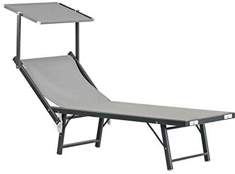 Estosa - Lettino prendisole con struttura in alluminio colorata e textilene, robusto e leggero, adatto per stabilimenti balneari, piscine, giardini, terrazze (Grigio/alluminio grigio)