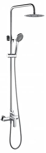 IMEX - Conjunto de ducha monomando compuesto por barra de ducha, tele ducha, rociador, flexo - Columna de ducha con barra extensible - SERIE URAL BDG040 CROMADO