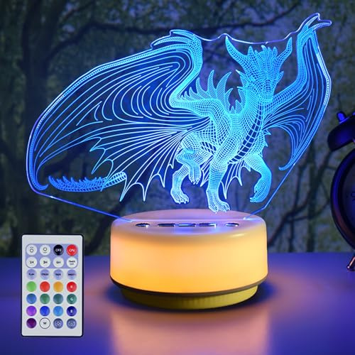 KYMELLIE Drachenlampe, Drachen-Nachtlicht für Kinderzimmer, Drachen, Geschenke, 14 Farben, LED-Dekor-Lichter mit Fernbedienung, Entity & Timing-Nachttischlampe, Drachenspielzeug, Geburtstagsgeschenke