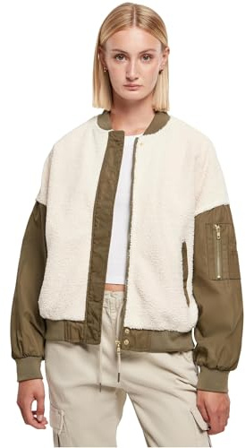 Urban Classics Damen Ladies Oversized Sherpa Mixed Bomber Jacket