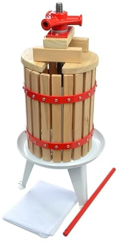 DIXIE STORE - Obstpresse Manuell mit 2 passenden Presstüchern und Weinhefe - Beerenpresse Manuell - Apfelpresse Manuell - Obstpresse Weinpresse - Mostpresse - Traubenpresse - Obstpresse 18 liter
