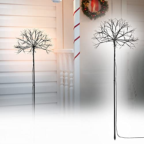 ECD Germany LED-Baum 100 cm 240 warmweiße LEDs, Innen & Außen IP44 Wasserdicht, Lichtbaum Lichterbaum Leuchtbaum Beleuchteter Dekobaum Gartenstecker Weihnachtsdeko Baum mit Beleuchtung für Weihnachten