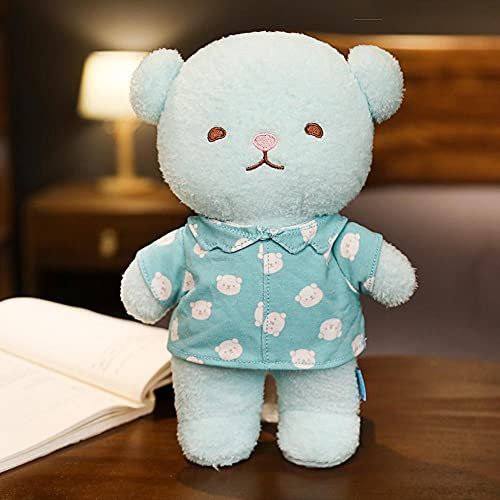 AECHII 26-55CM Kawaii Teddybär tragen Kleidung Plüschtier Schöne Tierpaar trägt ausgestopfte Puppen für Mädchen Geschenke 40CM Bluecloth