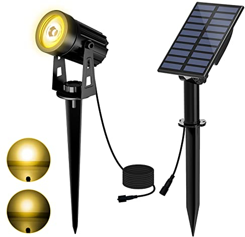 T-SUN Faretto Solare Esterno Lampada da Giardino Solare 2 Modalità di Illuminazione 270 ° Regolabile Impermeabile IP65, Automatico on/off per Alberi, Giardini, Strade, Prati(RGB, 1H)