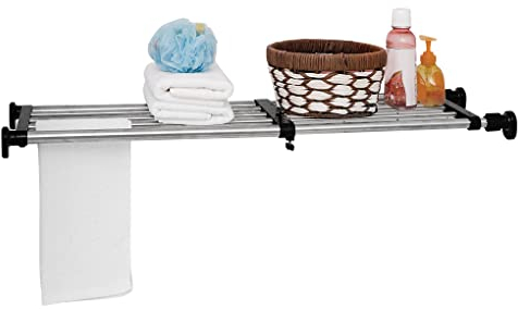 ARIIKON Verstellbares Kleiderschrank Regal, Erweiterbar Einlegeböden Ohne Bohren, Regalböden Ausziehbar Länge 60-100cm, Breite 25cm, DIY Separator für Küche, Badezimmer, Schlafzimmer, Schwarz