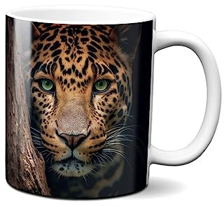 Hustling Sharks® Tasse mit Tier - thougtful - Geschenk Kaffeetasse - 330ml Spülmaschinenfest, Keramik - weiß, Tassen mit Tiermotiv, Tasse Motivation, Tasse Büro, Tasse Tiger