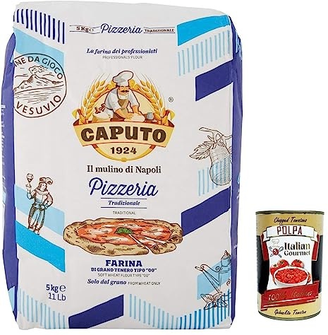 3x Farina Molino Caputo Pizzeria per Pizza Napoli Pizzamehl Pizza Mehl 5kg + Italian Gourmet polpa 400g