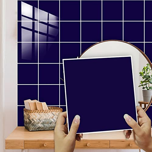Mattonelle Adesive 20X20 Blu Scuro Decorazione Murale Impermeabile,Adesivi Per Piastrelle, Autoadesivi Fai Da Te Adesivi,Cucina Bagno Decorazioni(10Pcs)