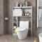 COSTWAY Meuble WC au-Dessus de Toilettes en Bois avec Porte Coulissante, Meuble de Rangement Moderne de Salle de Bain avec Dispositif Anti-basculement, 17 x 84 x 128 cm (Blanc)
