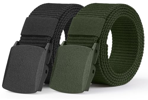 Aomig Arbeitsgürtel Herren, Verstellbarer Nylon Stoffgürtel Koppelgürtel für Männer und Frauen, Outdoor Stoff Tactical Belt, Schnellverschluss-Taktikgürtel, Gürtel Ohne Löcher