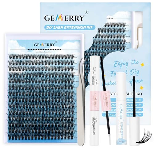 Kit Extension Cils Maison Faux Cils Individuel 280PCS Extension Cils Bouquet 40D D Curl 8-16mm avec Bond and Seal Colle Applicateur Pince Crème remover cils extension DIY Kit Gemerry Cils(40D-D-Kit)