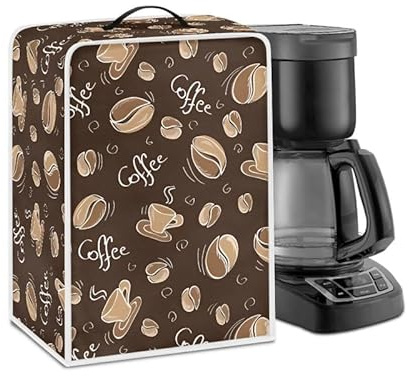 Jndtueit Funda para cafetera con temática de café que se adapta a la mayoría de cafeteras estándar, cubierta marrón para electrodomésticos, protección de huellas dactilares, JN-AINP016CZA26-6