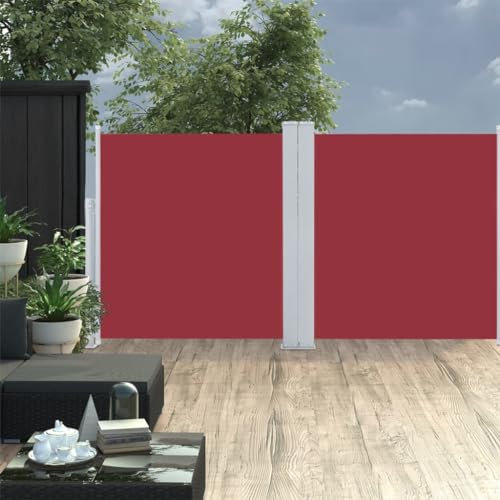 AUVYI Garten-Seitenmarkise aus 100% Polyester mit PU-Beschichtung 100x600 cm Rot Seitenmarkise Terrasse Seitenmarkisen Zum Ausziehen Windschutz Fuer Balkon Sichtschutz für Terasse