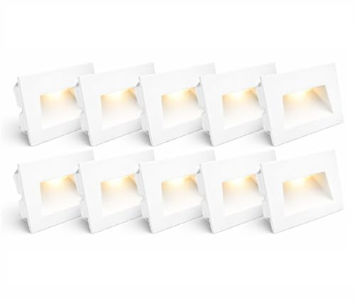 Kit 10 Faretto segnapassi da esterno lampada da muro IP65 LED luce bianca calda naturale fredda cct 5w 300 Lumen ad incasso per scatola cassetta 503 scale giardino viale gradini (Bianco, kit 10 )