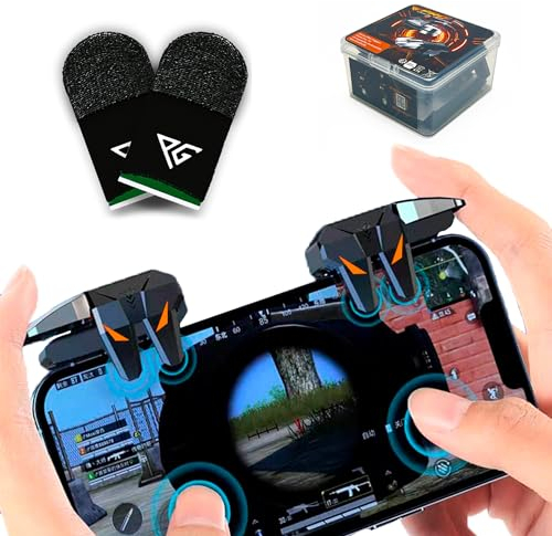 Progameplays Phone Triggers Controller Kompatibel mit iPhone/Android, L1 & R1 und Fingerhüllen für Mobile Gaming Pubg Trigger (T2)