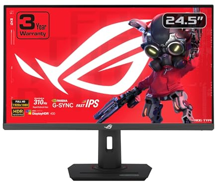 ASUS ROG Strix 24.4 HDR400 USB-C Gaming Monitor (XG259CMS) - Full HD 1080p, 310Hz, 1ms, Fast IPS, 110% SRGB, Extreme Blur Sync with Low Motion, G-Sync Compatible
