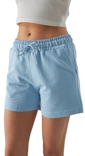 ROSS CAMP Kurze Hose Damen – Shorts Damen Sommer, Kurze Sporthose Laufshorts, Trainingshose Women Hosen Kurz Laufhose (Hellblau, S)