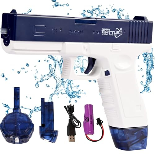 Maxee Elektrische Wasserpistole, Pistols 25-32 ft mit Großer Reichweite, EIN-Knopf-Automatik Spritzpistolen Wasser Spielzeug Pistolen für Kinder Erwachsene Schwimmbad Party Strand im Freien Blau