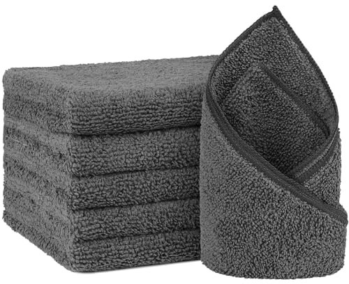 Orighty 6er-Pack graue Handtücher, schnell trocknende und saugfähige Mikrofaser-Handtücher, 40,6 x 71,1 cm, leichte und dünne, graue Yoga-Handtücher, Mehrzweck-Camping-Handtücher für Spa, Hotel