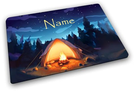 Textil Tischset mit Name/Gummirückseite/Platzdeckchen Platzset/personalisiert (Zelt)