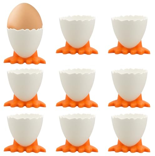 HIKPACKER Eierbecher Set, 9 Stück Cartoon Eierständer, Kinder Frühstück Eierhalter, Frühstücks Egg Cup, Lustig Eierbecher Kunststoff Set, Egg Cup für Weich Gekochte Eier und Rohes Gekochtes Eier