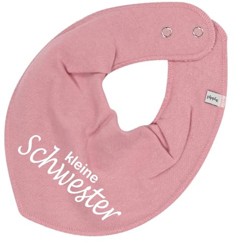 Elefantasie HALSTUCH mit Spruch kleine Schwester für Baby oder Kind altrosa aus Baumwolle in Einheitsgröße