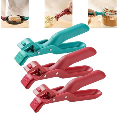 3Pcs Multi-Purpose Anti-Scald Bowl Holder Clip Silicone Anti-Scalding Hot Plate Bowl Tongs Gripper, Silicone Anti-Scalding Hot Plate Tongs Bowl Plate Clips,Griper for Kitchen Accessories (2Red+1Green)