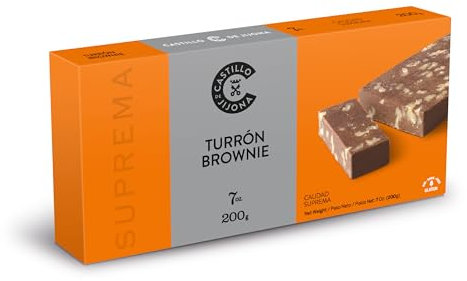 Castillo de Jijona Nougat de Brownie 200 g - Nougat traditionnel - Crémeux et intense - Sans gluten - Haute qualité - Durée de vie de 18 mois - Fabriqué en Espagne (Jijona)