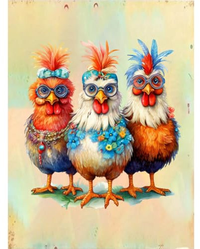 luckyarina Diamond Painting Erwachsene Huhn- Tiere Diamont Painting Bilder, Huhn 5D Diamond Painting Bild als Geschenk für Home Wand Décor 30X40CM