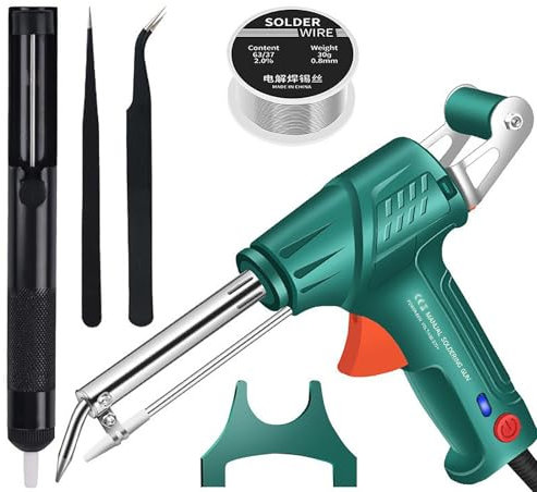 Pistolet à souder, fer à souder électrique portatif de 60W, kit de soudure à l'étain multifonction à envoi automatique pour les réparations de soudure électronique DIY