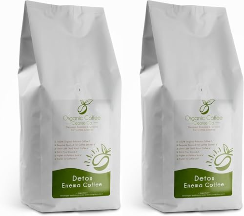 Ground Enema Coffee 2kg - 2 x 1kg Bundle - For Coffee Enemas - 100% Robusta & 100% Organic - Ultra Light Gold Roast - Fine Grind